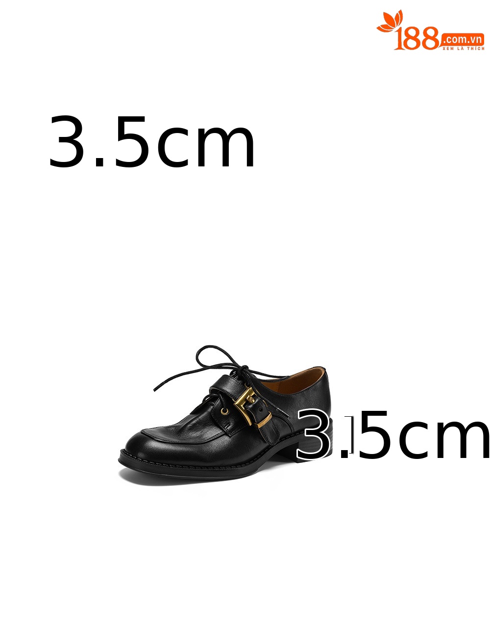 Giày da nữ mũi tròn buộc dây phong cách vintage, gót thấp — màu nâu chi tiết 4