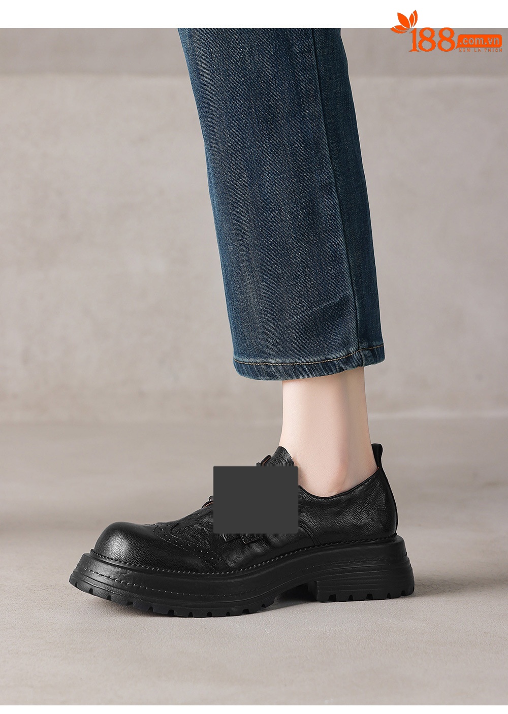 Giày loafer nữ đế dày mũi tròn gót vuông ổn định, khóa thắt lưng kép — màu nâu chi tiết 17