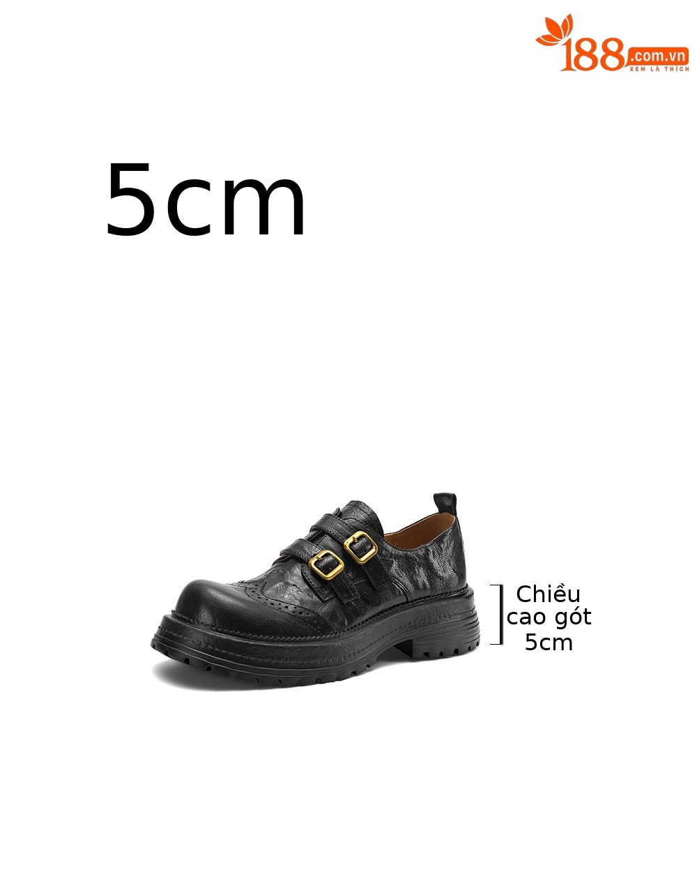 Giày loafer nữ đế dày mũi tròn gót vuông ổn định, khóa thắt lưng kép — màu nâu chi tiết 4