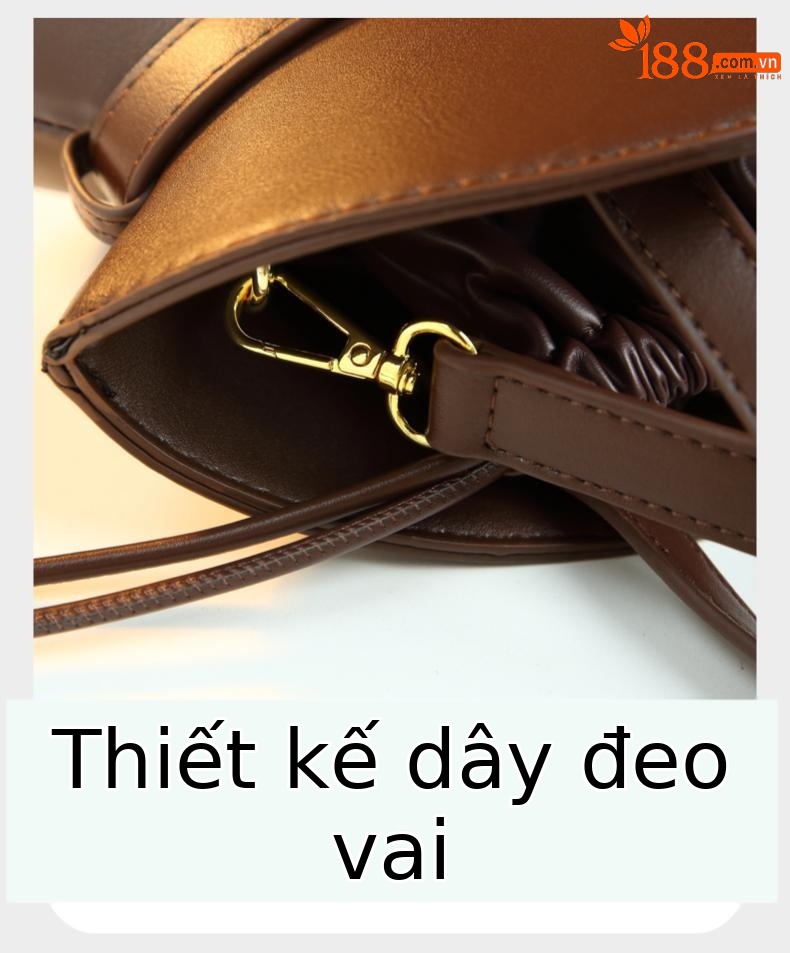 Túi xách tay nữ dáng quạt da thật phong cách vintage — màu trắng ngà, đen, màu cà phê, màu cam chi tiết 19