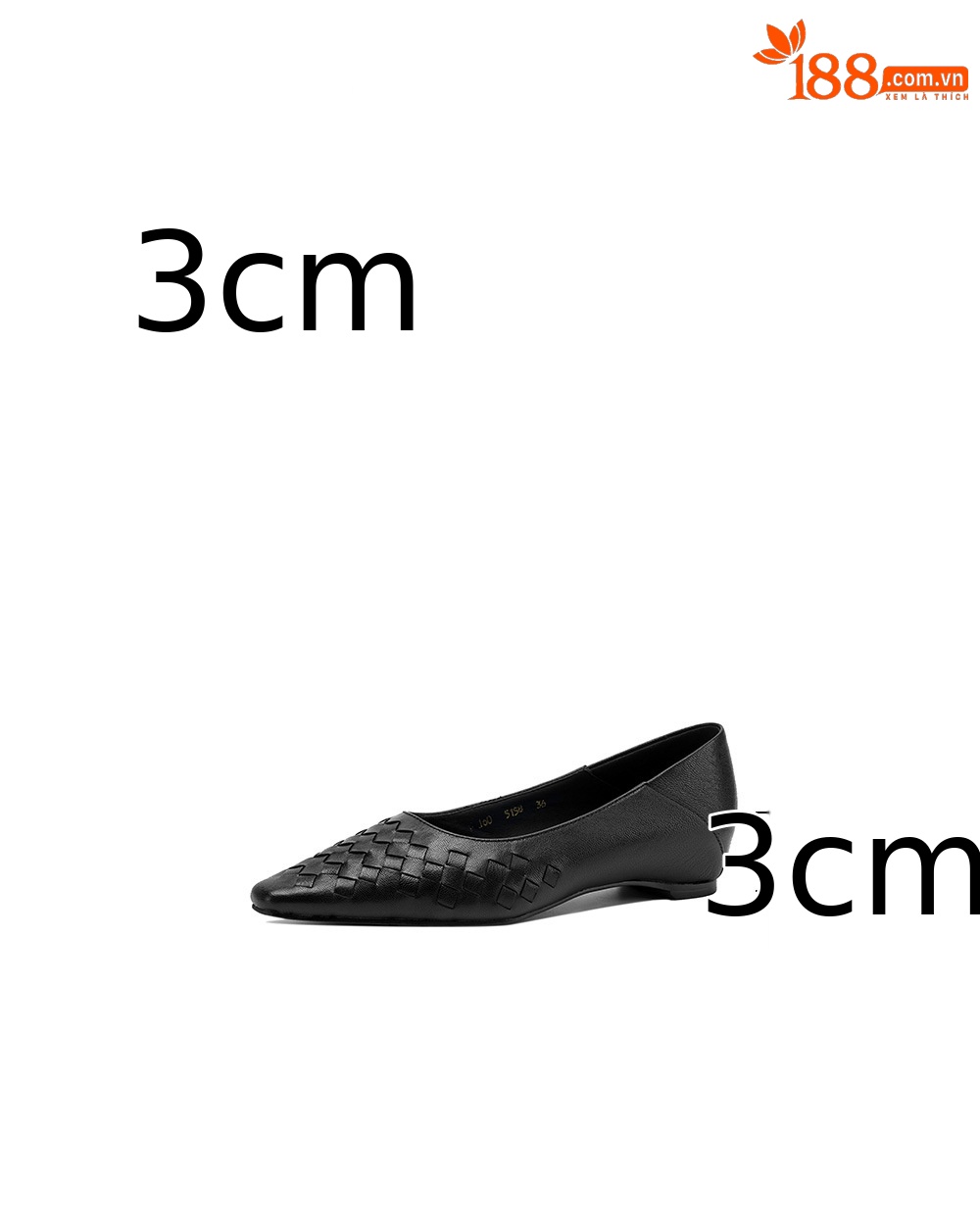 Giày da cừu dệt mũi nhọn gót thấp 3 cm nữ — màu nâu chi tiết 4