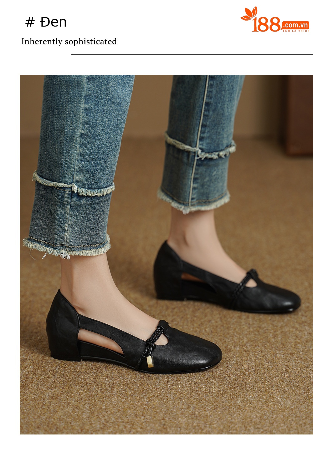 Sandal nữ da cừu mũi kín đế xuồng gót cao 9 cm phong cách Hàn Quốc — màu nâu chi tiết 3