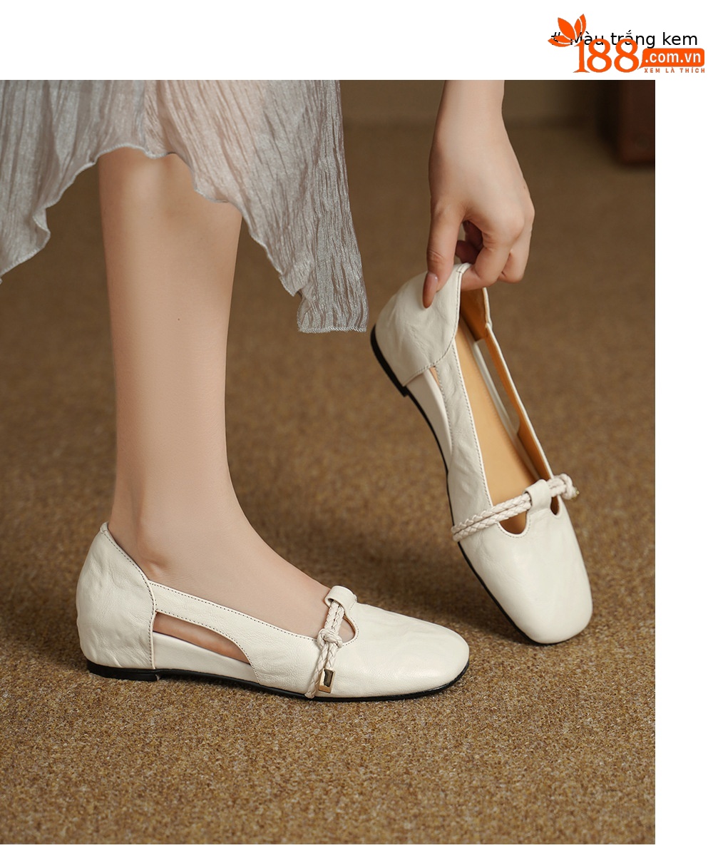 Sandal nữ da cừu mũi kín đế xuồng gót cao 9 cm phong cách Hàn Quốc — màu nâu chi tiết 8