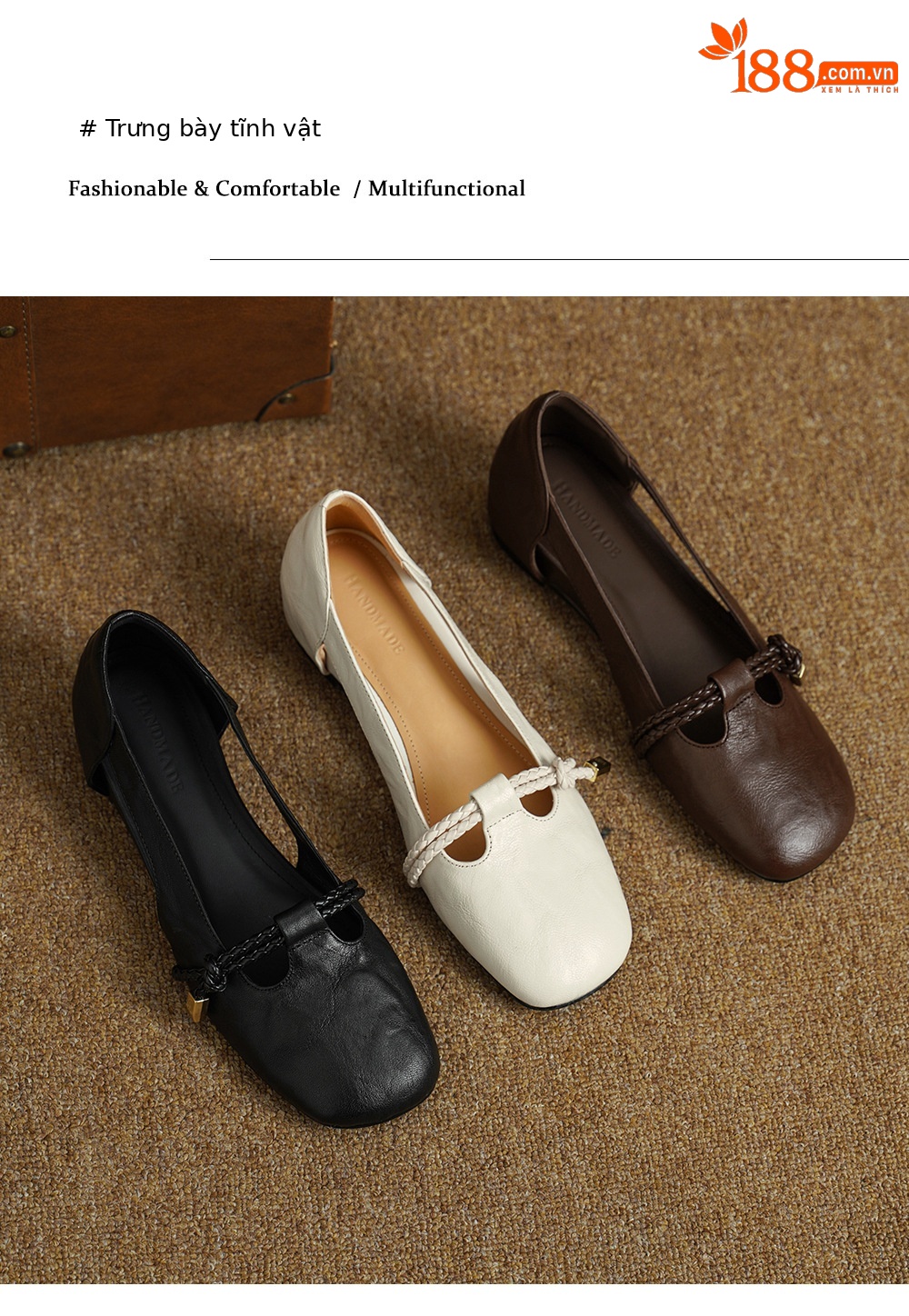 Sandal nữ da cừu mũi kín đế xuồng gót cao 9 cm phong cách Hàn Quốc — màu nâu chi tiết 11