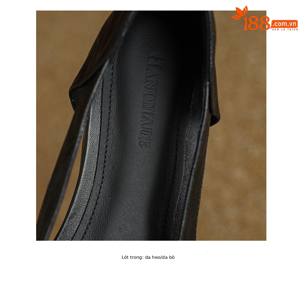 Sandal nữ da cừu mũi kín đế xuồng gót cao 9 cm phong cách Hàn Quốc — màu nâu chi tiết 17