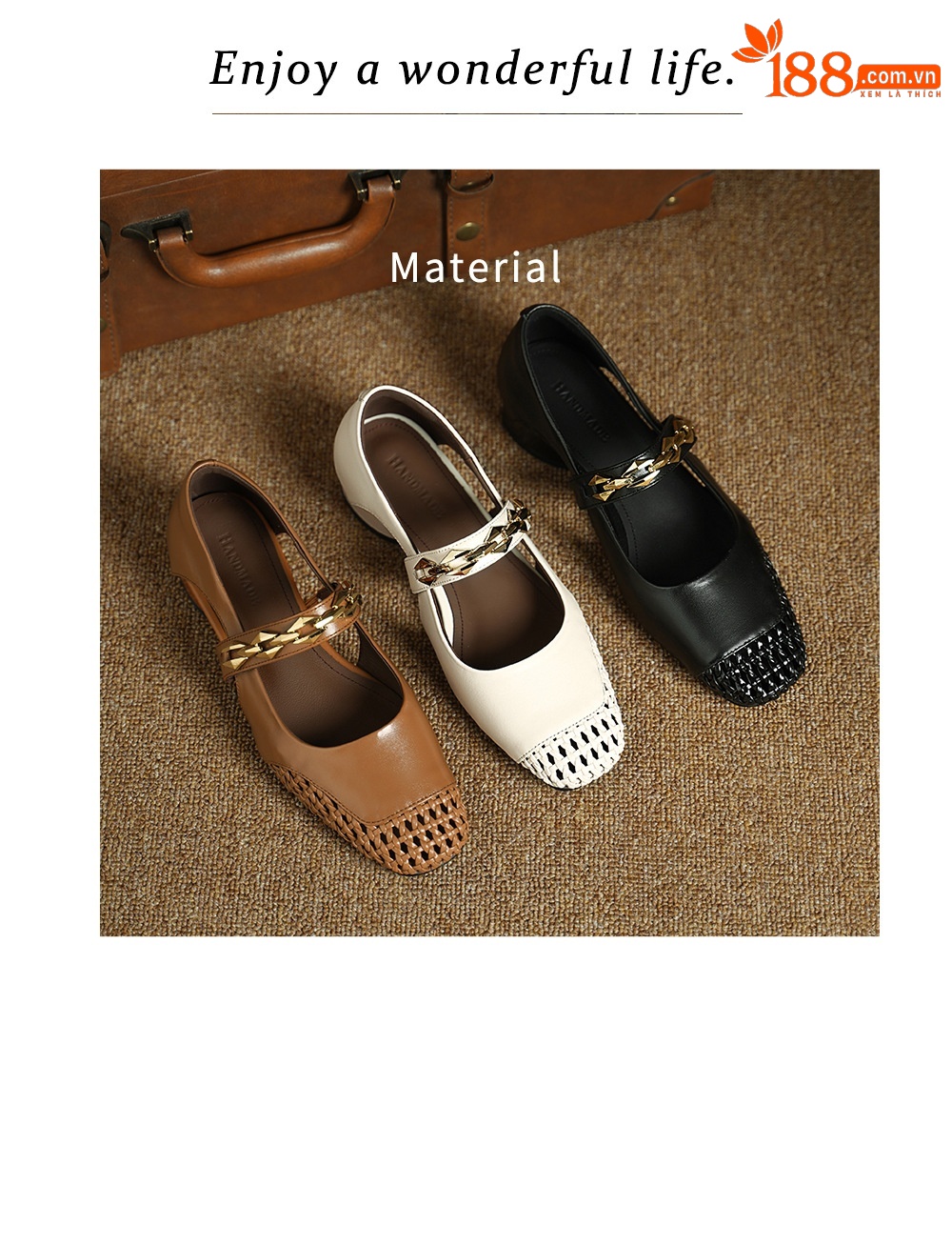 Sandal nữ gót thấp mũi hở quai ngang đế xuồng cỡ lớn 33–43 — đen chi tiết 2
