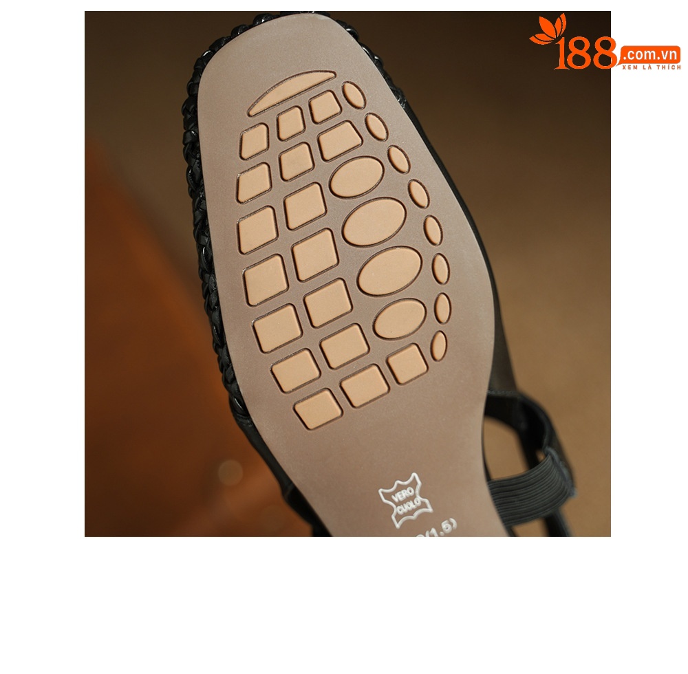 Sandal nữ gót thấp mũi hở quai ngang đế xuồng cỡ lớn 33–43 — đen chi tiết 23