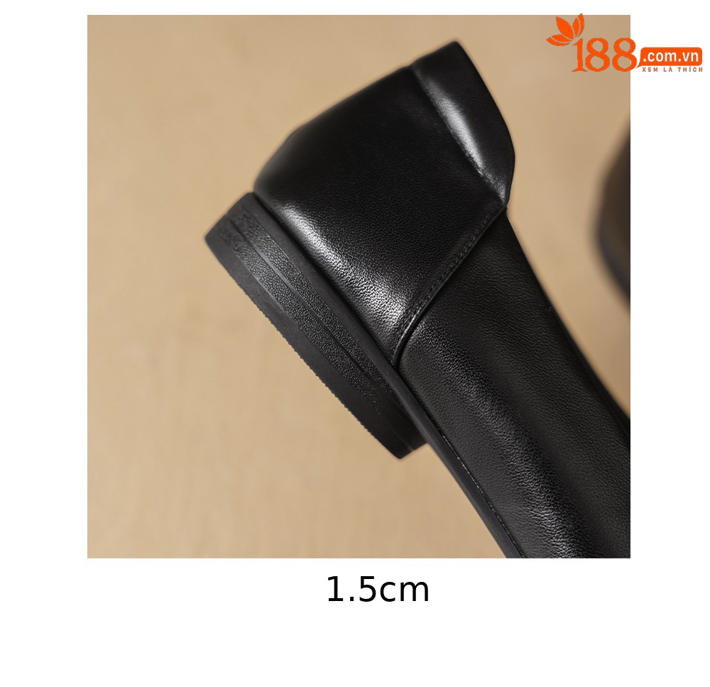 Giày bệt nữ mũi tròn da bò mềm đế bằng phong cách basic — màu nâu chi tiết 19