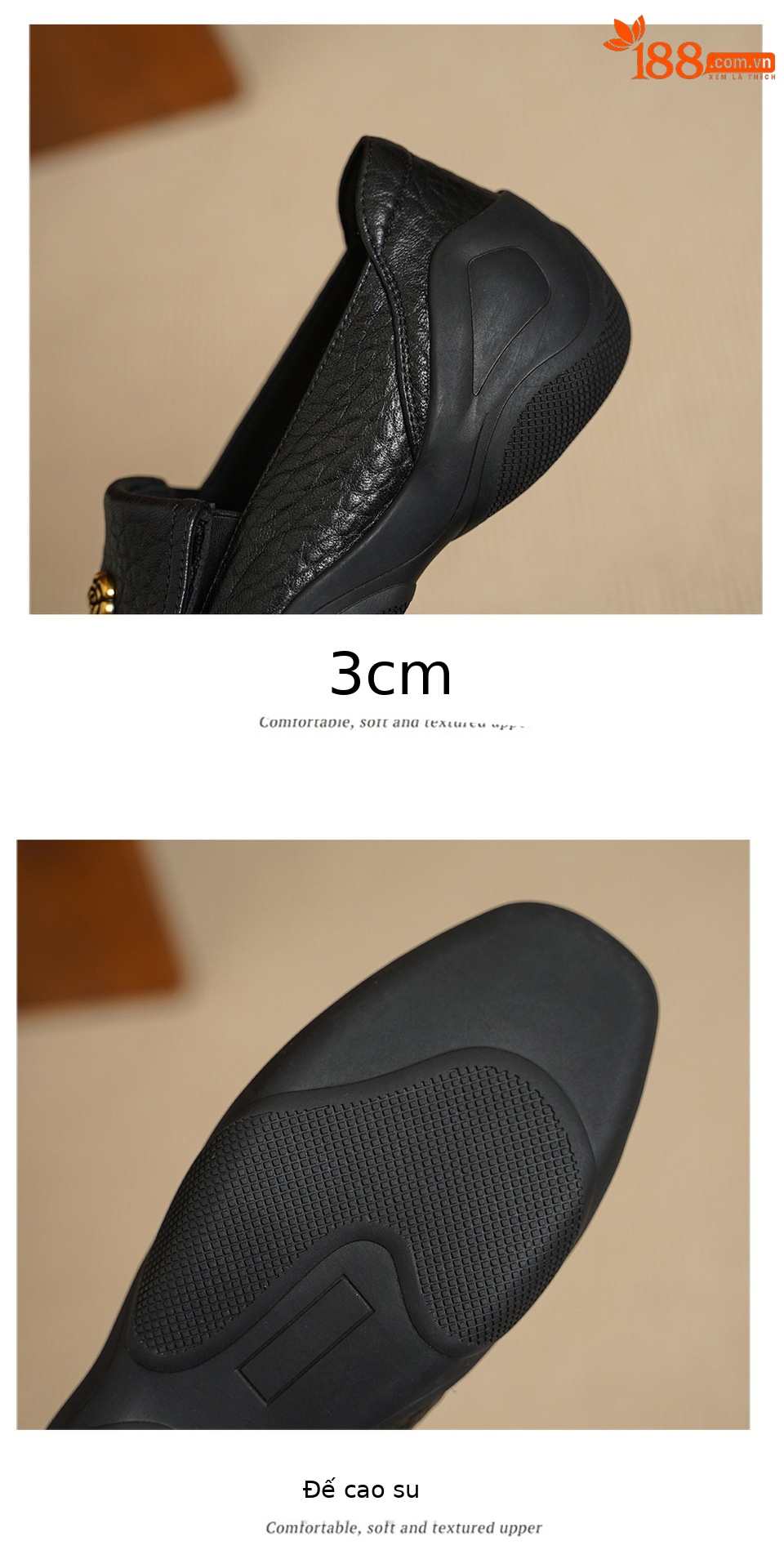 Giày loafer nữ da dê mũi tròn, gót thấp 3 cm, hoa nổi, phong cách cổ điển — màu nâu chi tiết 15
