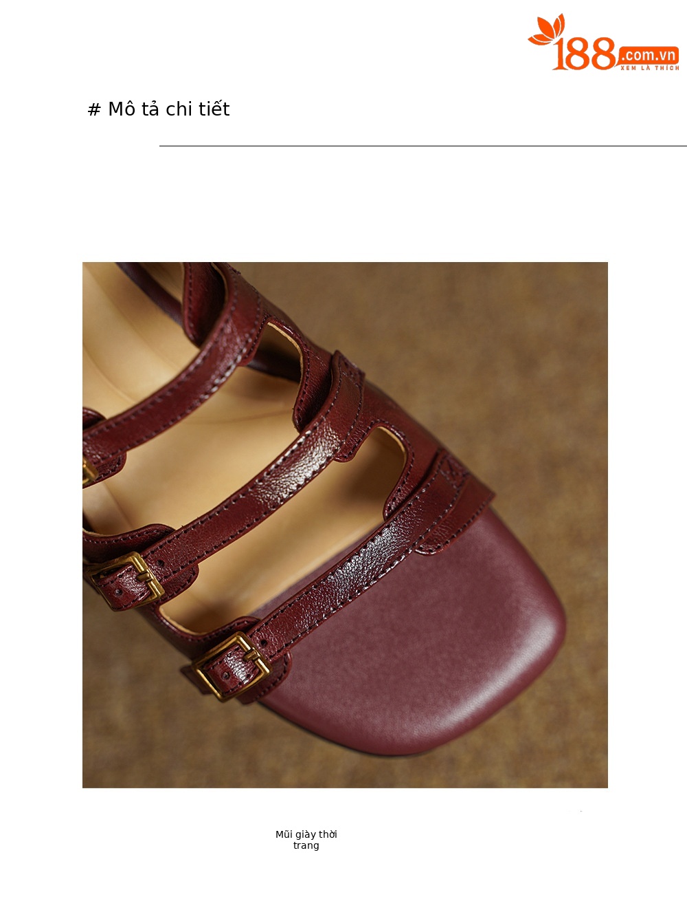 Sandal nữ hở mũi đầu vuông cổ điển quai ngang khóa cài gót thấp — màu be chi tiết 16