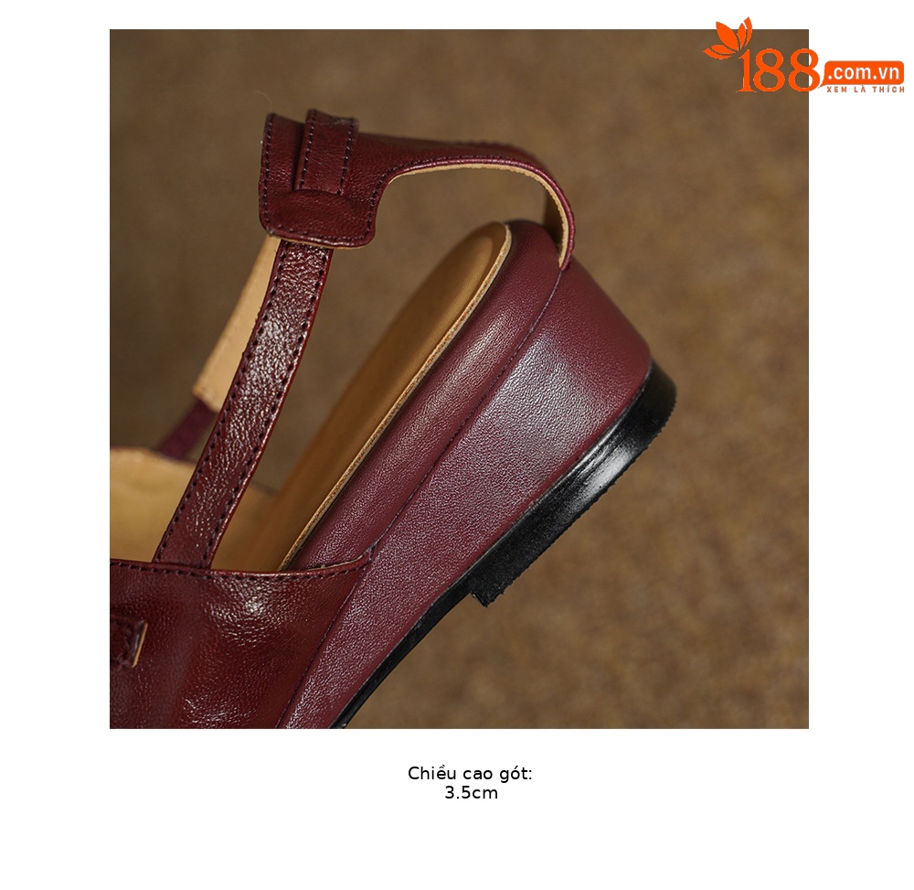 Sandal nữ hở mũi đầu vuông cổ điển quai ngang khóa cài gót thấp — màu be chi tiết 18