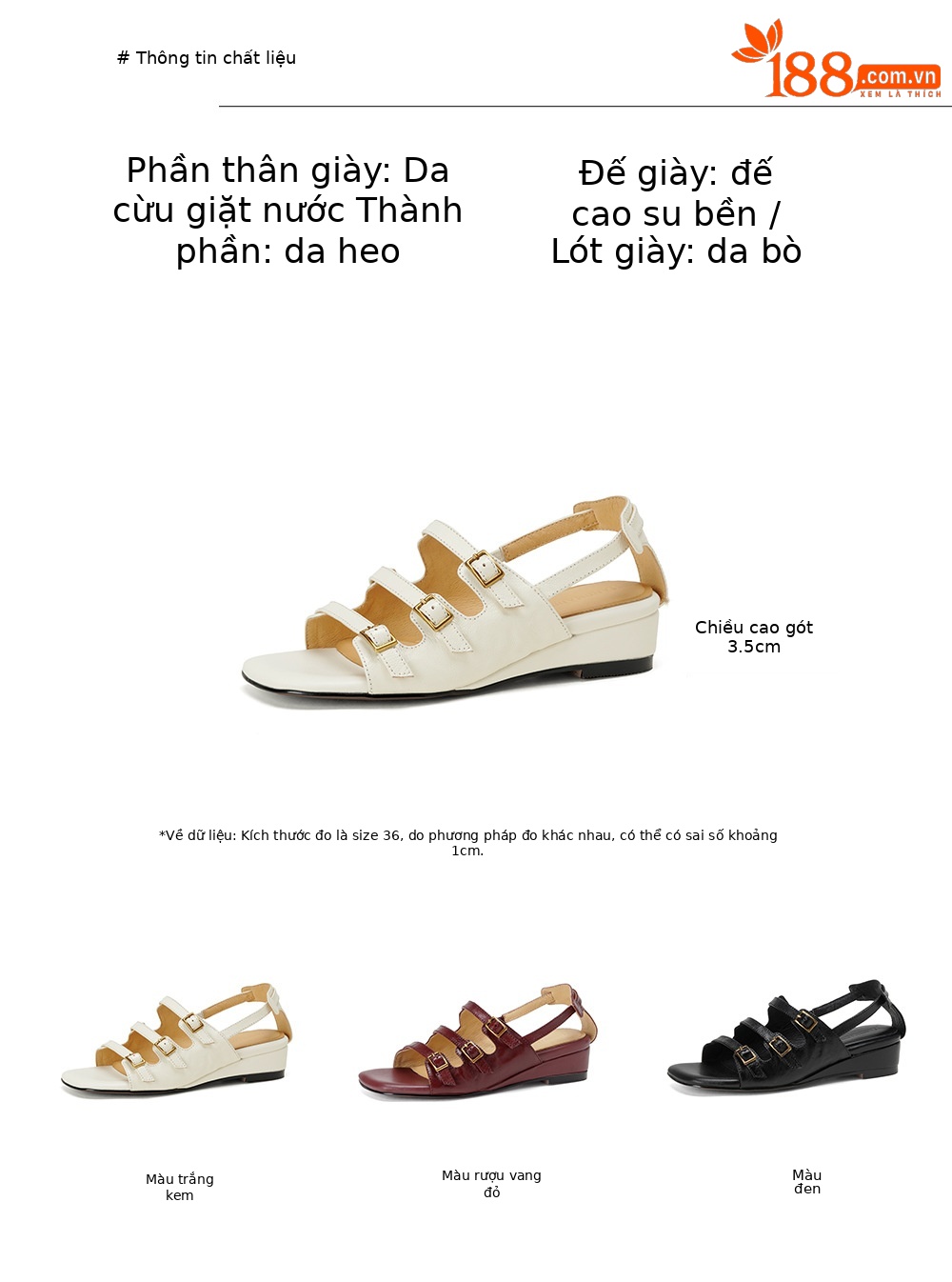 Sandal nữ hở mũi đầu vuông cổ điển quai ngang khóa cài gót thấp — màu be chi tiết 1