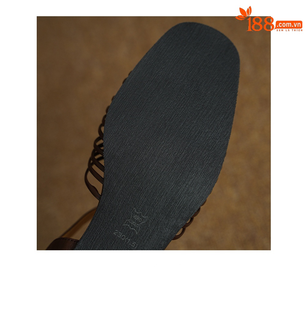 Sandal nữ quai dệt mảnh mũi vuông gót phẳng — màu nâu chi tiết 19