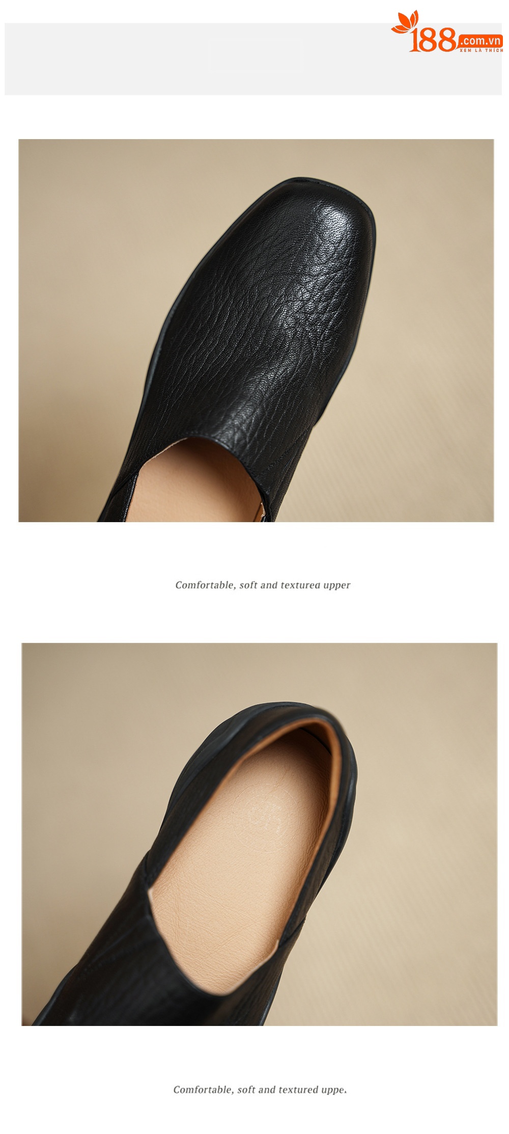 Giày loafer nữ da dê mũi tròn, gót trung 3 cm, hoa nổi, phong cách cổ điển — đen chi tiết 12