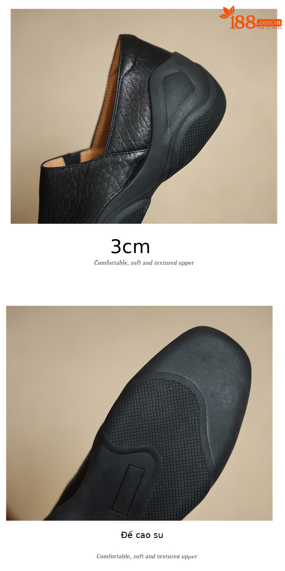 Giày loafer nữ da dê mũi tròn, gót trung 3 cm, hoa nổi, phong cách cổ điển — đen chi tiết 13