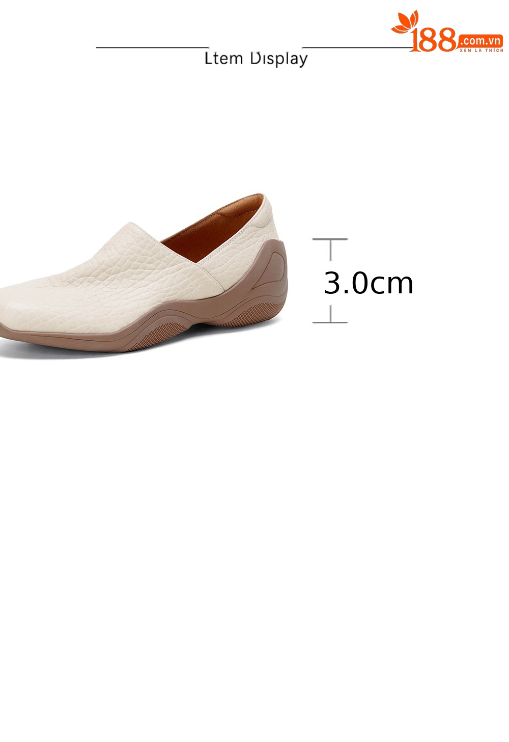 Giày loafer nữ da dê mũi tròn, gót trung 3 cm, hoa nổi, phong cách cổ điển — đen chi tiết 3