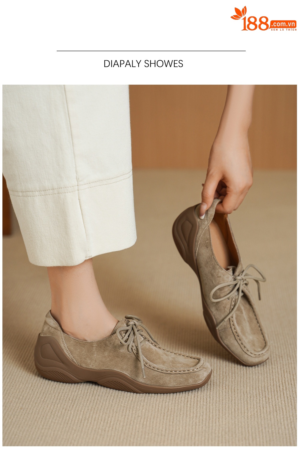 Giày lười nữ mũi vuông da cừu mềm phong cách DeTrain vintage buộc dây — đen chi tiết 2