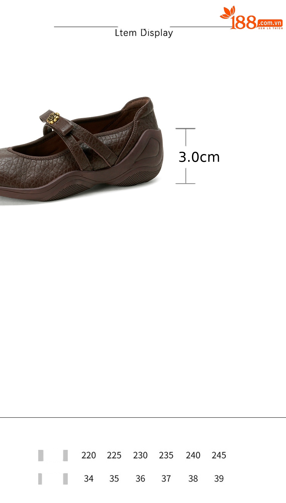 Giày Mary Jane nữ da cừu mềm đế xuồng thấp quai ngang — màu nâu chi tiết 3