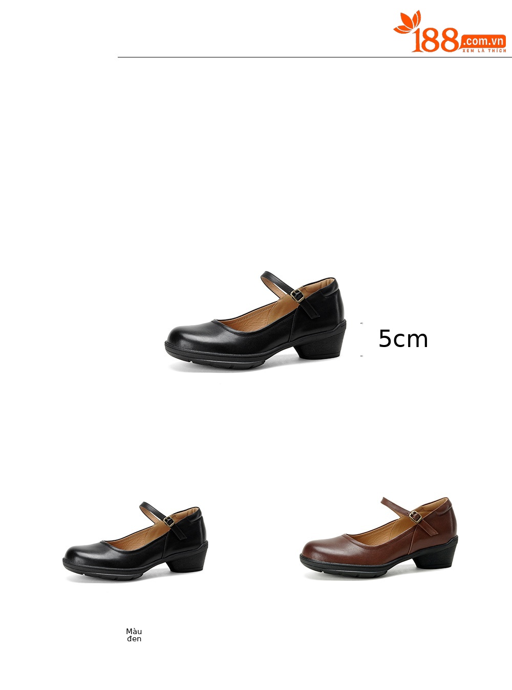 Giày Mary Jane nữ da bò mũi tròn đế mềm gót vừa phong cách cổ điển Anh — màu nâu chi tiết 2