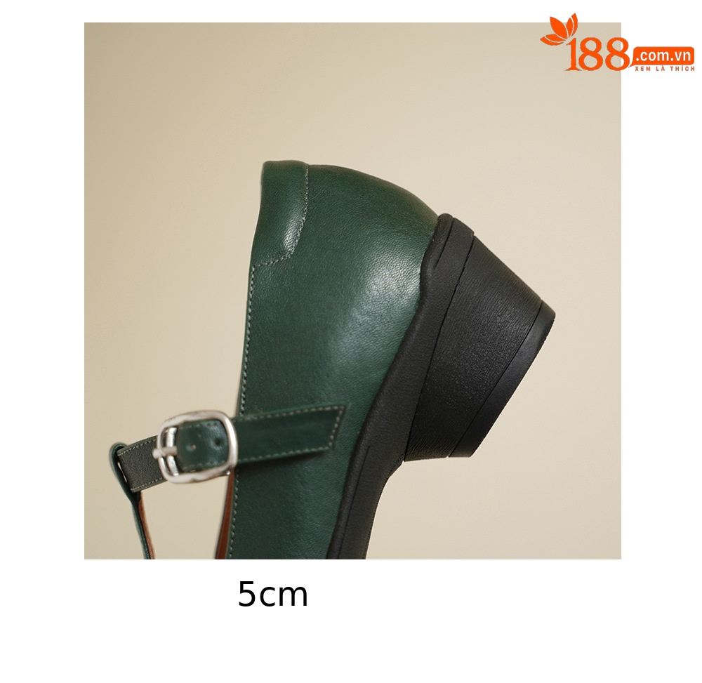 Giày Mary Jane nữ da bò mũi tròn đế mềm gót vừa phong cách Anh quốc — đen chi tiết 17