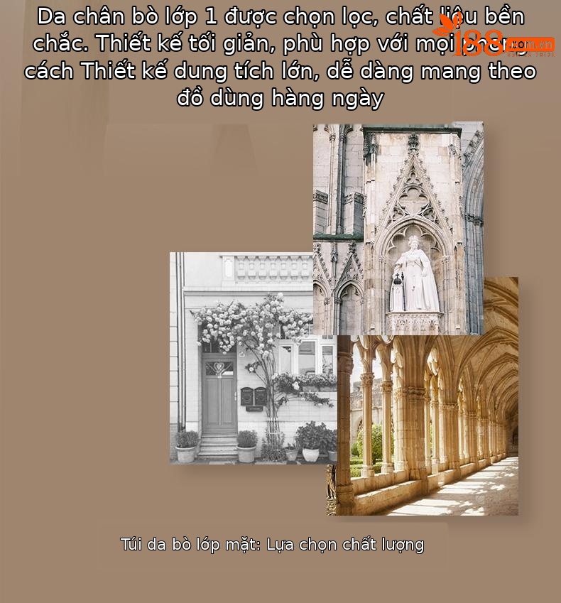 Túi đeo chéo nữ da bò phong cách phương Tây, thiết kế dáng vuông nhỏ gọn, quai xích sang trọng — Đen - Lớn chi tiết 2