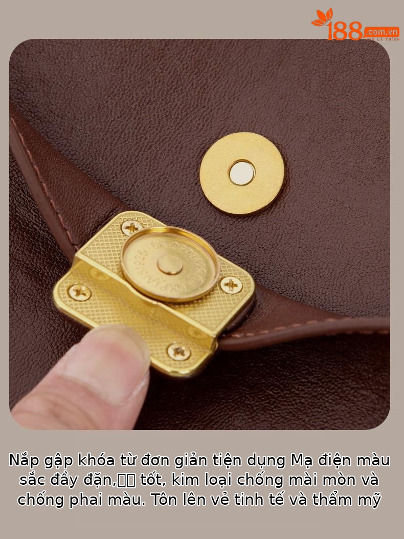 Túi đeo chéo nữ da bò phong cách phương Tây, thiết kế dáng vuông nhỏ gọn, quai xích sang trọng — Đen - Lớn chi tiết 17