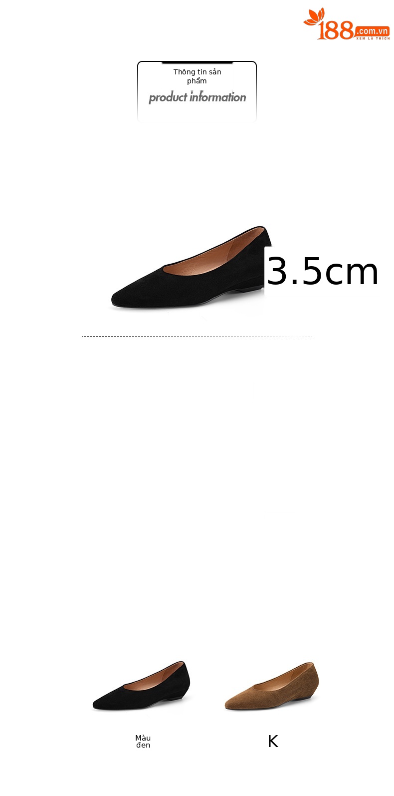 Giày cao gót nữ da cừu mũi nhọn gót vuông 3.5 cm phong cách Hàn Quốc — đen chi tiết 3