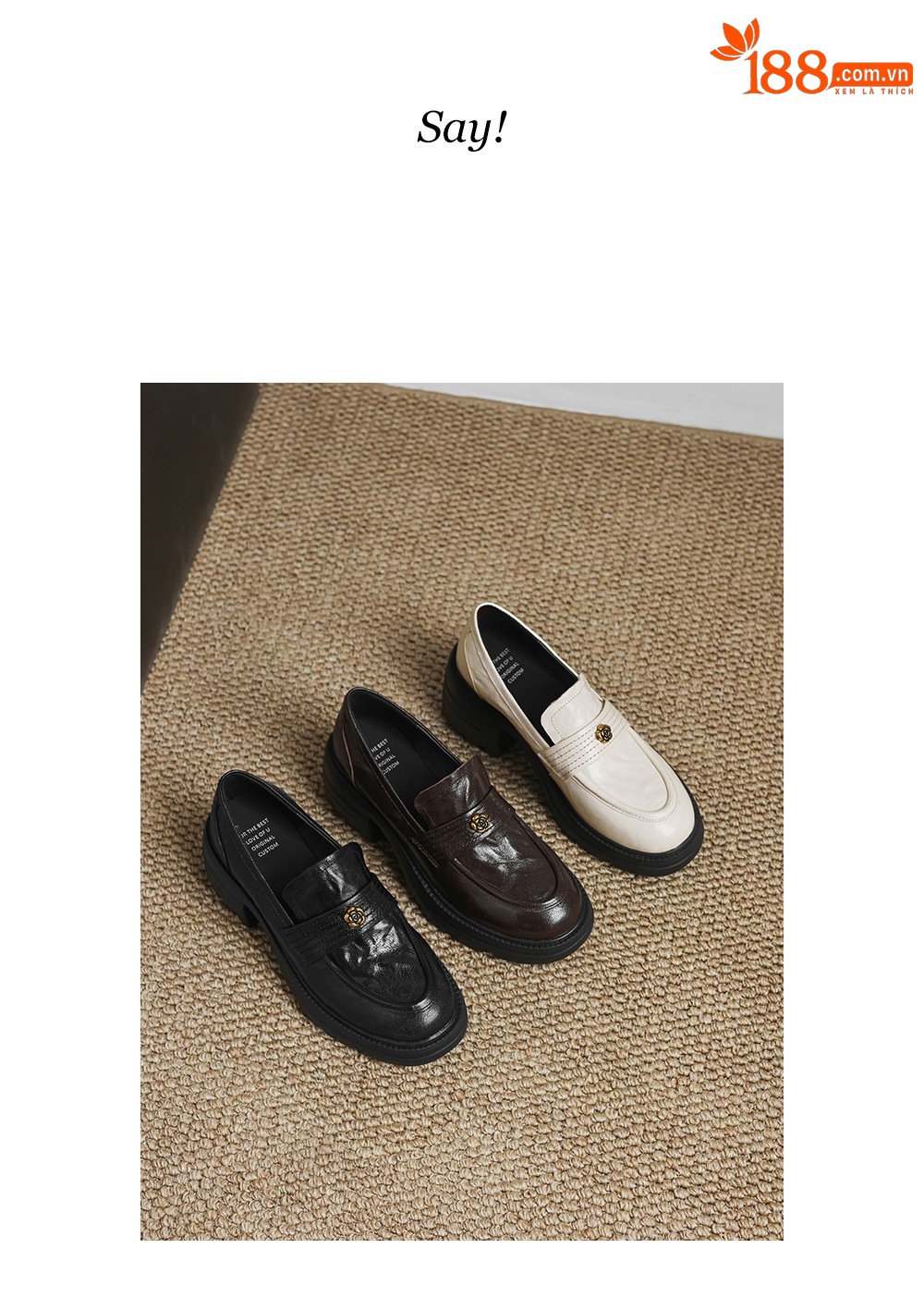 Giày loafer nữ mũi tròn gót vuông dày đế cao 6 cm da cừu — màu nâu chi tiết 3