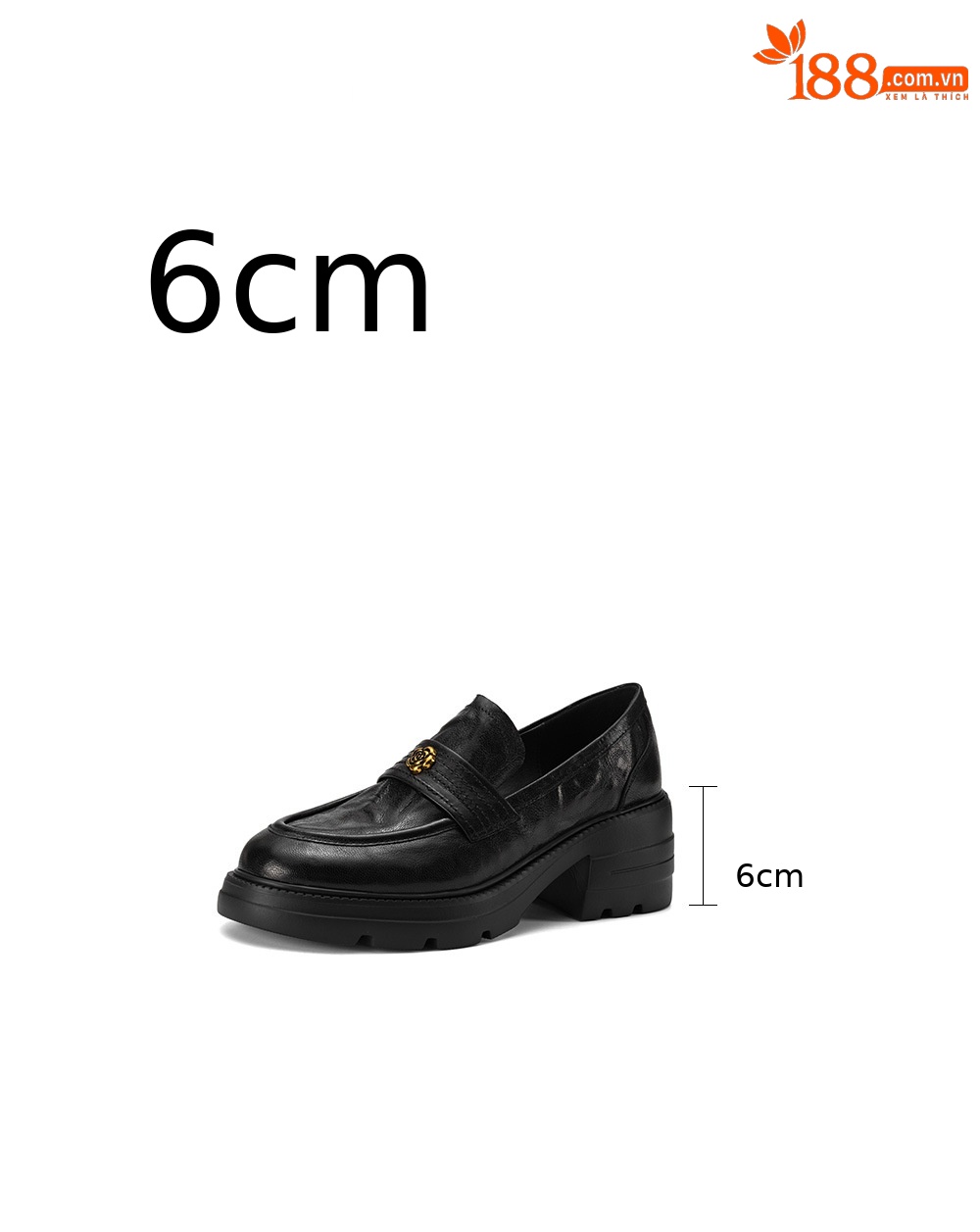 Giày loafer nữ mũi tròn gót vuông dày đế cao 6 cm da cừu — màu nâu chi tiết 4