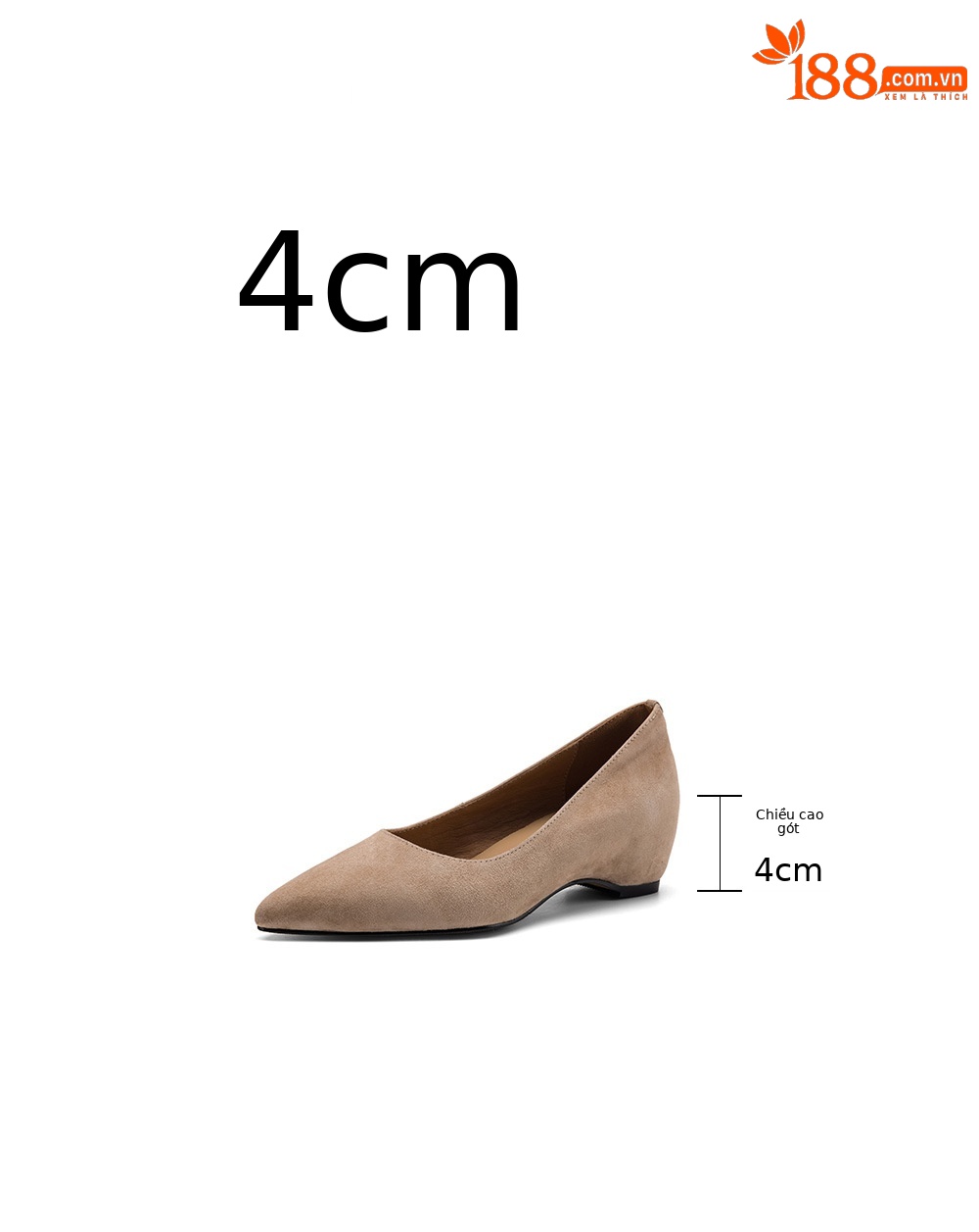Giày cao gót nữ mũi nhọn da bò, gót 4.5 cm, phong cách Hàn Quốc đơn giản — Da bò màu hạnh nhân chi tiết 3