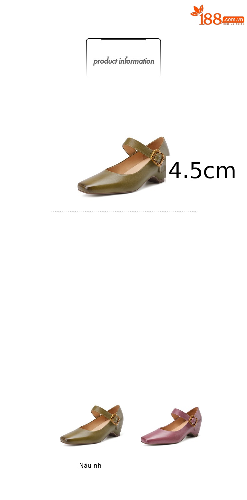 Giày Mary Jane nữ quai ngang mũi vuông gót thô 5 cm — màu tím chi tiết 2