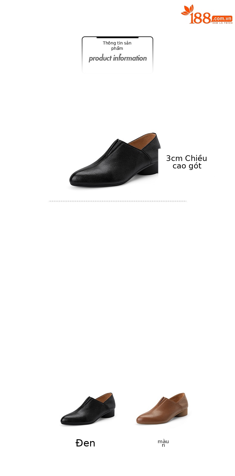 Giày cao gót nữ mũi nhọn da cừu gót thấp 3 cm, kiểu dáng đơn giản đi làm — màu nâu chi tiết 2