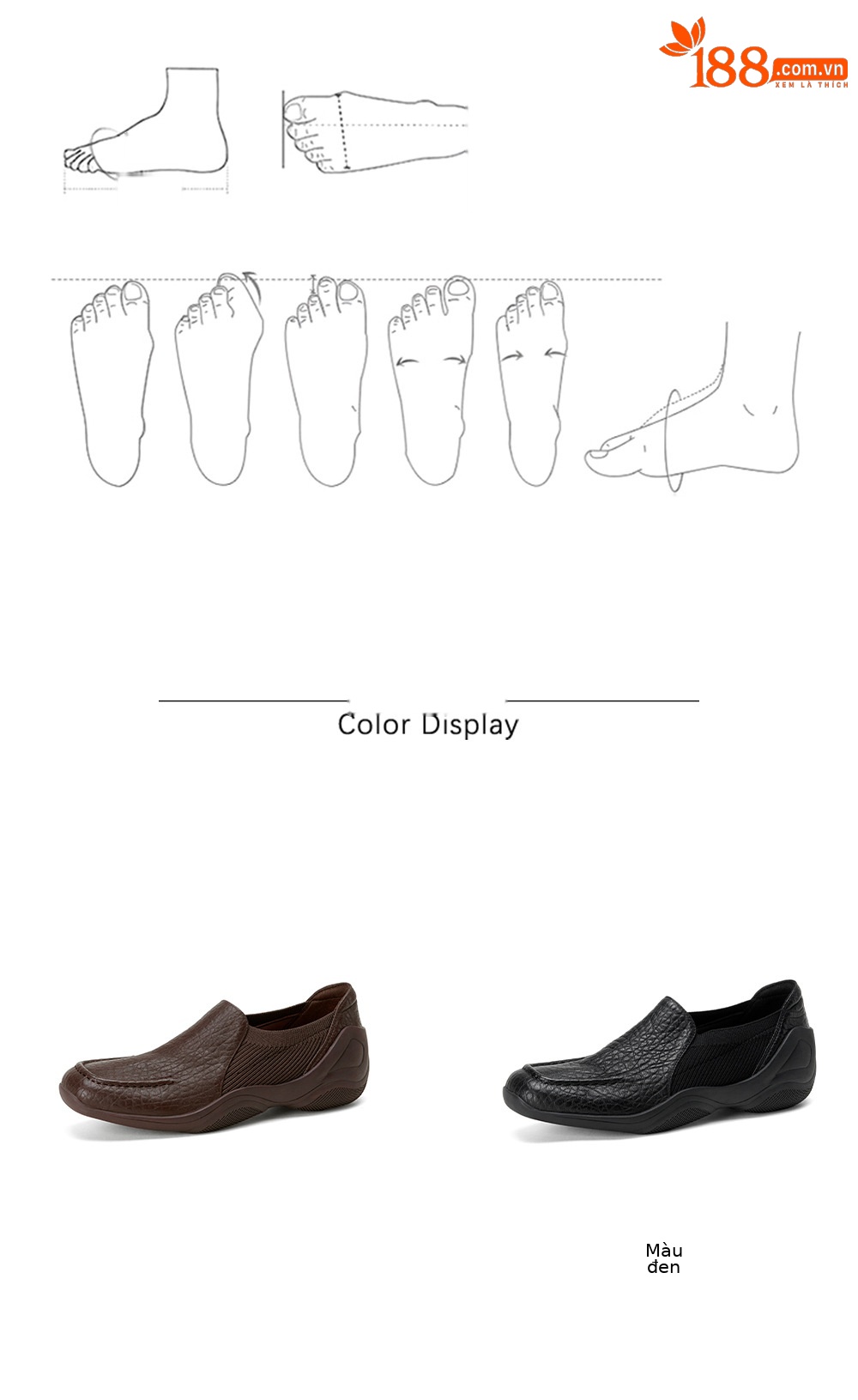 Giày loafer nữ da dê mũi sâu, gót vuông 3 cm, hoa nổi, phong cách bà nội trẻ trung — màu nâu chi tiết 4
