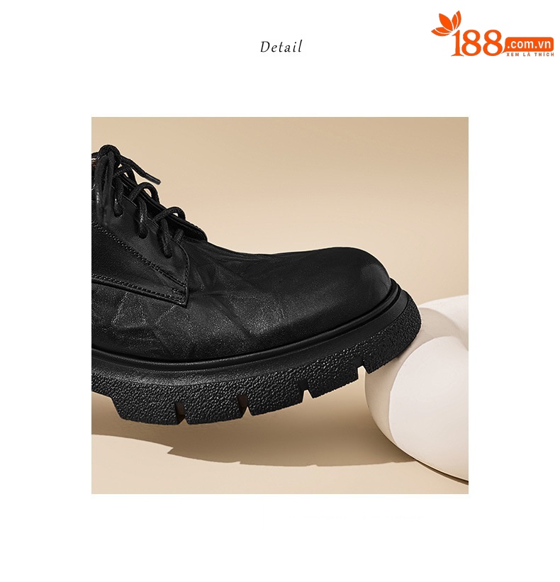 Giày nữ đế xuồng platform da bò đánh bóng phong cách vintage, gót 4 cm — màu nâu chi tiết 3
