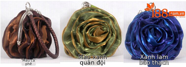 Túi clutch cô dâu lụa mini xách tay dự tiệc — Màu tím, Màu đen, Màu hồng, Màu xám đen chi tiết 4