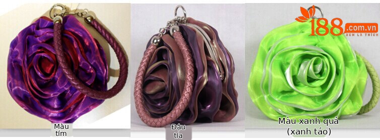 Túi clutch cô dâu lụa mini xách tay dự tiệc — Màu tím, Màu đen, Màu hồng, Màu xám đen chi tiết 5