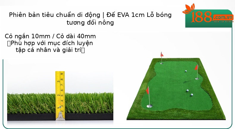 Thảm tập golf mini trong nhà PGM Golf Putter – sân cỏ nhân tạo luyện gạt bóng — Tùy chỉnh (giá vuông) chi tiết 3