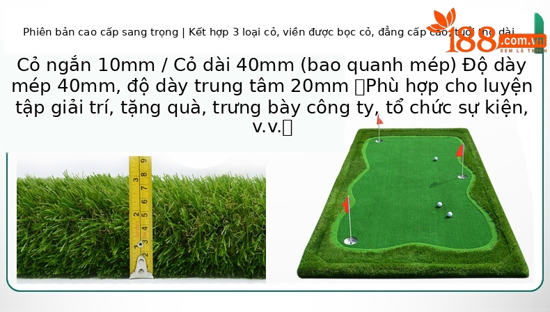 Thảm tập golf mini trong nhà PGM Golf Putter – sân cỏ nhân tạo luyện gạt bóng — Tùy chỉnh (giá vuông) chi tiết 4