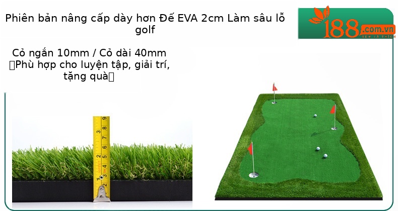 Thảm tập golf mini trong nhà PGM Golf Putter – sân cỏ nhân tạo luyện gạt bóng — Tùy chỉnh (giá vuông) chi tiết 5