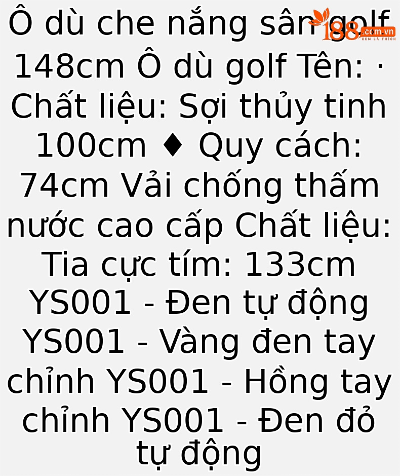 Ô dù golf PGM tự động chống nước mật độ cao, đường kính 133 cm — Ys001 đen đỏ-tự động, Ys001 tất cả màu đen-tự động chi tiết 4