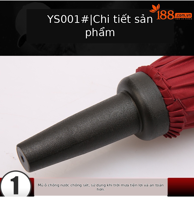 Ô dù golf PGM tự động chống nước mật độ cao, đường kính 133 cm — Ys001 đen đỏ-tự động, Ys001 tất cả màu đen-tự động chi tiết 10