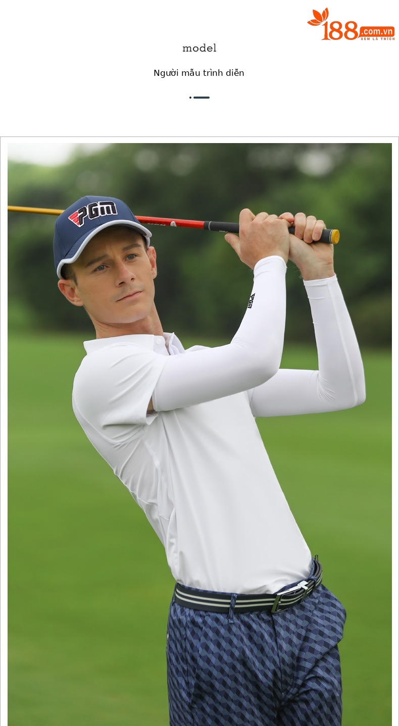 Tay áo chống nắng golf PGM chất liệu lụa băng thoáng khí cho nam nữ — Màu xanh lam chi tiết 9