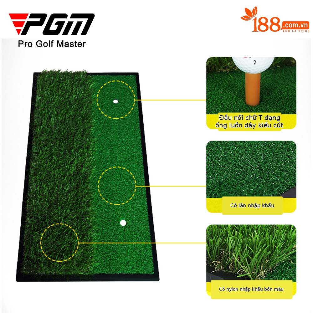 Thảm tập đánh golf đôi PGM 33x63cm — DJD005-Cỏ Đôi Có Đệm khung gầm