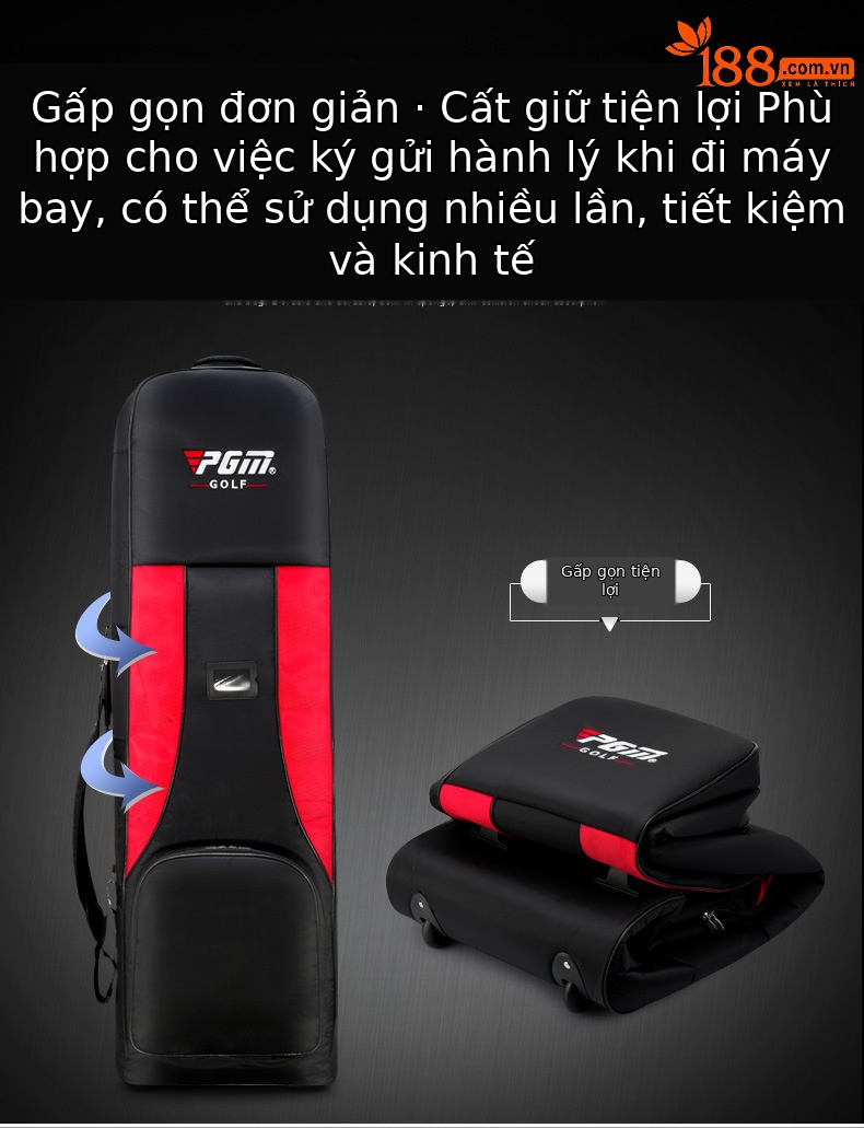 Túi đựng gậy golf PGM hai lớp dày có ròng rọc, kích thước 38x24x130 cm — HKB001 màu đen, HKB001 đen cam, HKB001 đen đỏ, HKB001 Đen xanh lam chi tiết 3