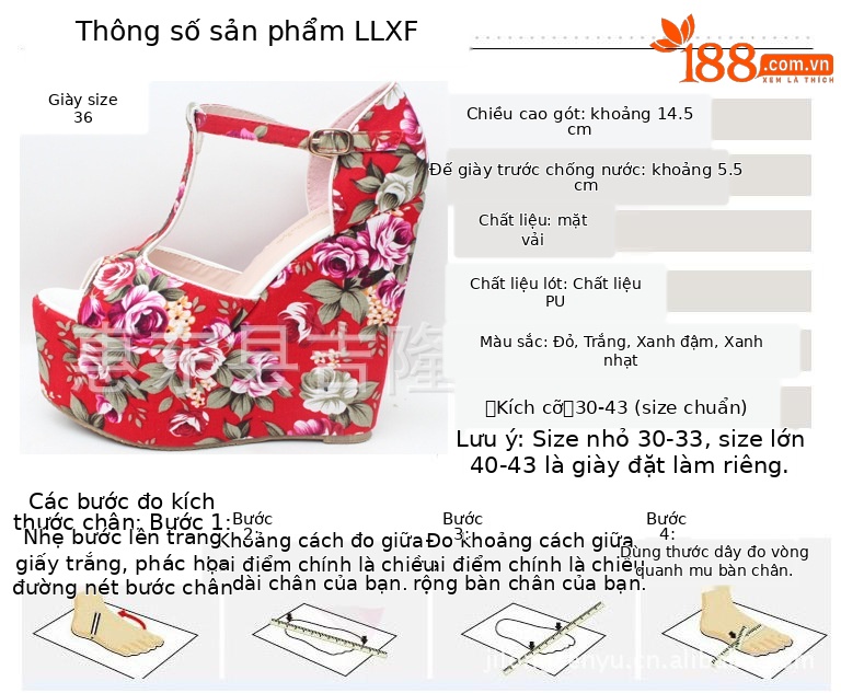 Sandal nữ đế dày Bohemian in họa tiết dân tộc, gót 15 cm, mùa hè — Màu đen chi tiết 1
