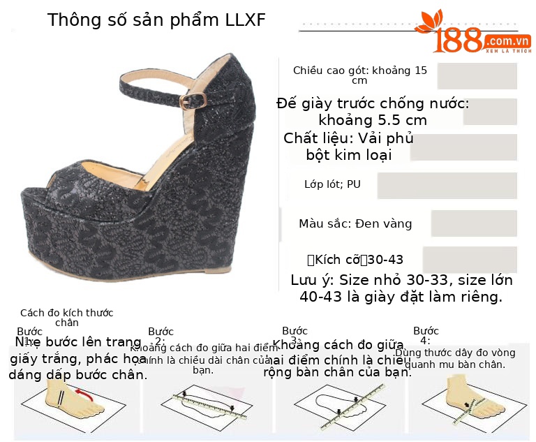 Giày cưới đế xuồng siêu cao 15 cm, dép nữ miệng cá, giày cô dâu màu vàng — Màu vàng chi tiết 2