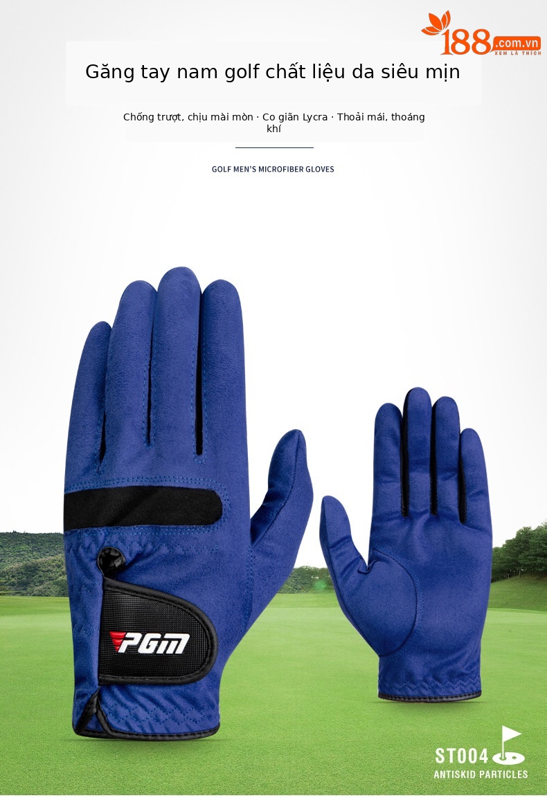 Găng tay golf PGM siêu mỏng thoáng khí chống trượt nam — ST004 Xanh dương-[Chống trượt ngón tay cái bên trái] chi tiết 3