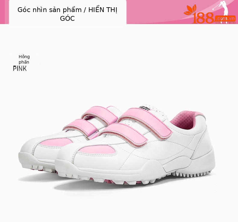 Giày golf nữ PGM XZ007 dây Velcro thoáng khí — XZ007 màu trắng tinh khiết, XZ007 trắng hồng A, XZ007 trắng hồng B chi tiết 4