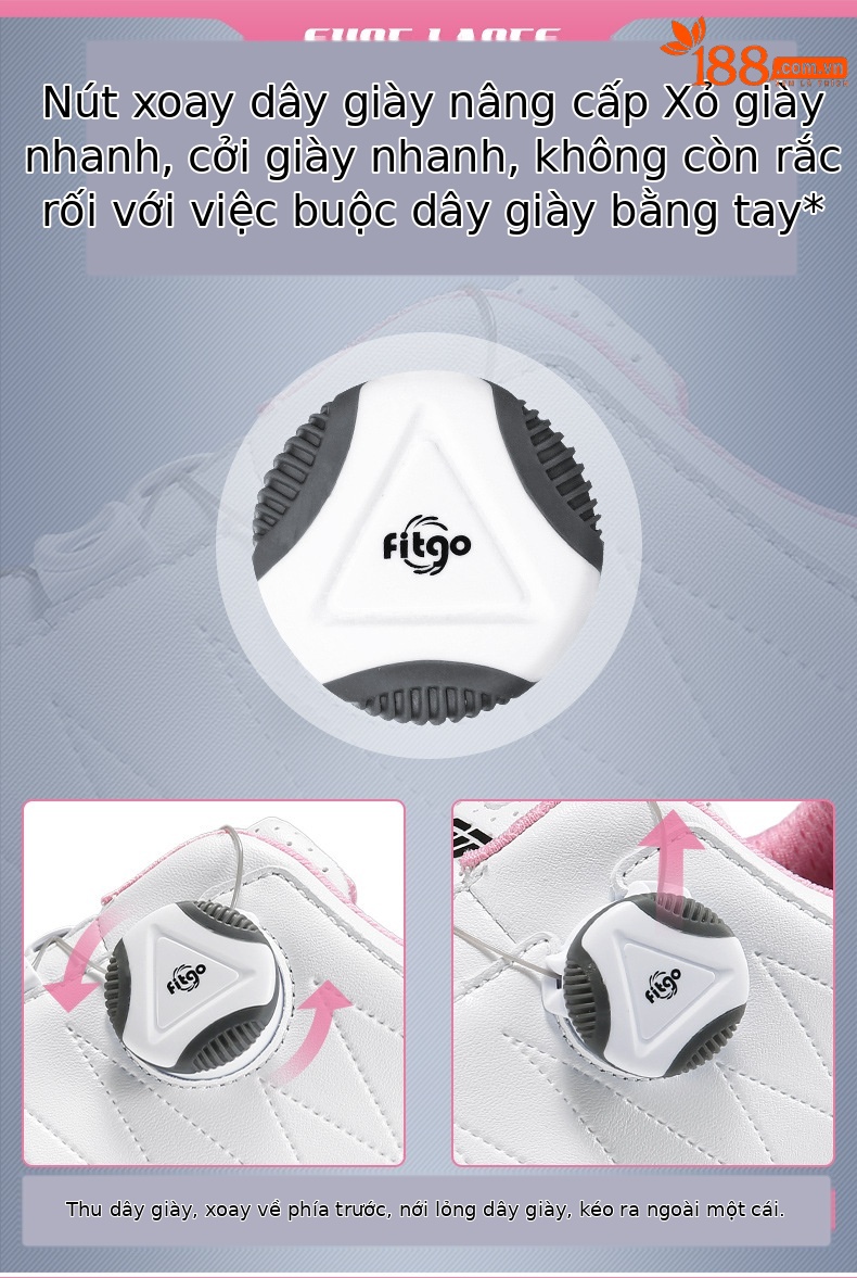 Giày golf nữ PGM không thấm nước, dây giày nút vặn, đế chống trượt — XZ082-Trắng xám [kiểu dây giày], XZ082-Trắng xám [kiểu nút xoay], XZ082-Trắng hồng B [Kiểu nút xoay], XZ082-Trắng hồng B [Kiểu dây giày] chi tiết 4