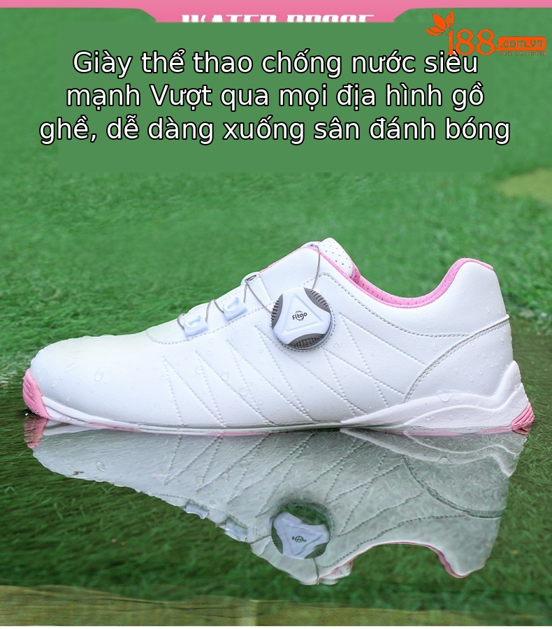 Giày golf nữ PGM không thấm nước, dây giày nút vặn, đế chống trượt — XZ082-Trắng xám [kiểu dây giày], XZ082-Trắng xám [kiểu nút xoay], XZ082-Trắng hồng B [Kiểu nút xoay], XZ082-Trắng hồng B [Kiểu dây giày] chi tiết 6